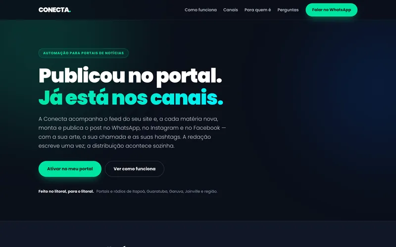 Tela inicial do site Conecta