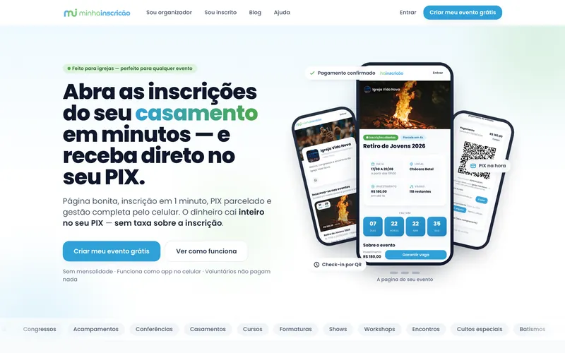 Tela inicial do site Minha Inscrição