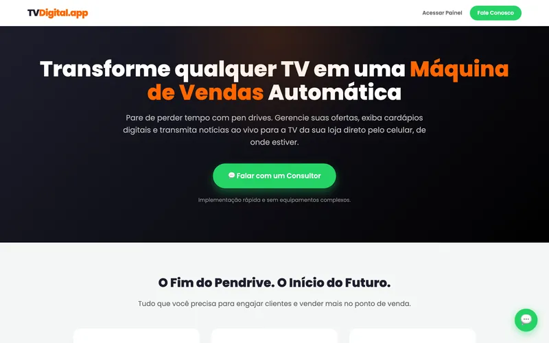 Tela inicial do site TVDigital.app